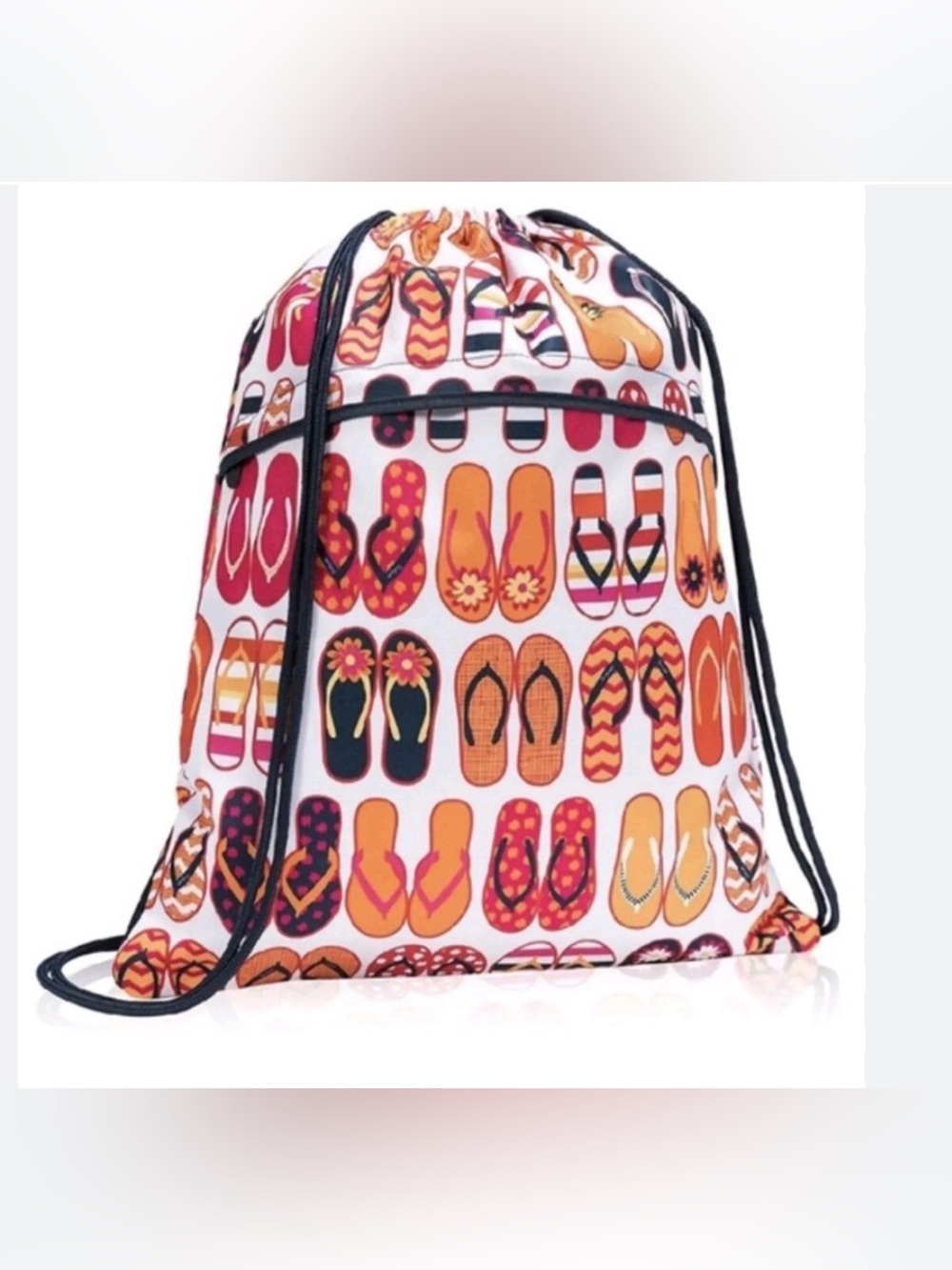 Thirty-One Cool Cinch Thermal Drawstring Thermal  Backpack, Fun Flops print  NWT